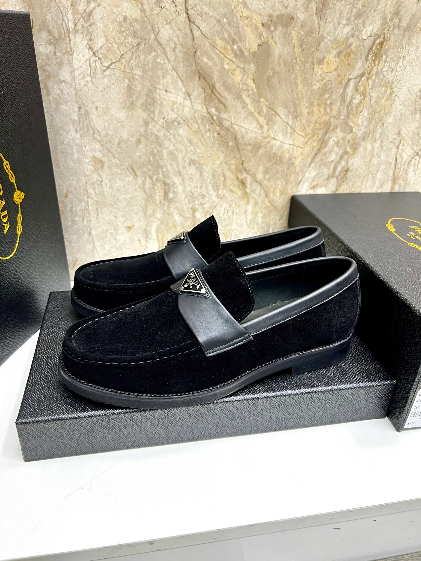 PRADA~ Size: 38-44 (customized 45/46 P: 💰880 P's original official website new high-end men's leather shoes, top-quality original replicas, made of imported open edge beads/calf leather, calf leather breathable lining, original leather outsole!